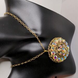 Kelley Hollis Gold-Tone Aurora Borealis Statement‎ Necklace 20”